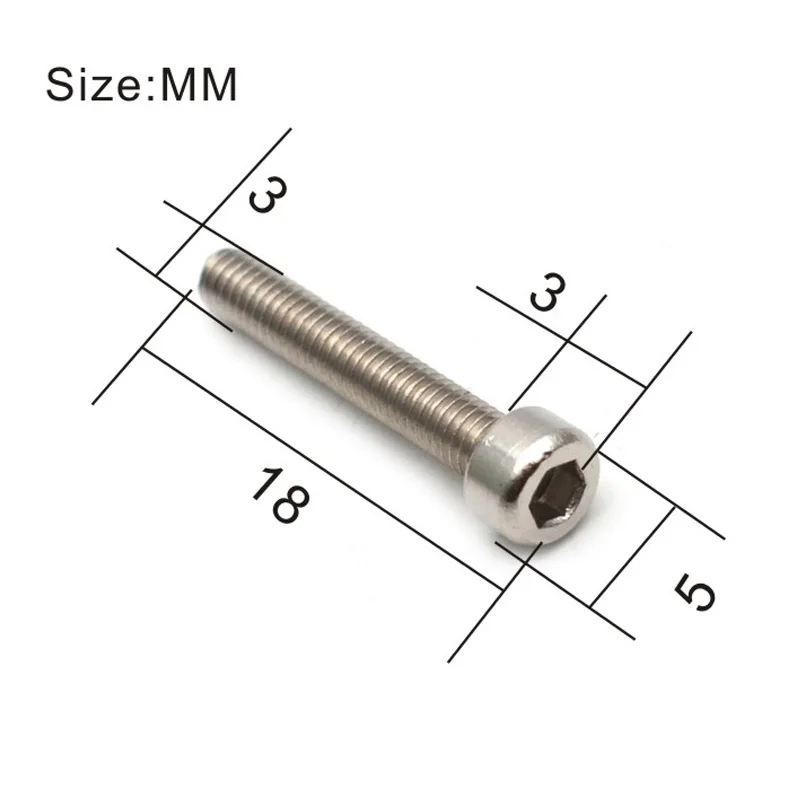 100PCS 일렉트릭 기타 험버커 픽업 폴 피스 폴 육각 나사 기타 픽업 자석 스크류로드 18mm 길이 3mm 직경