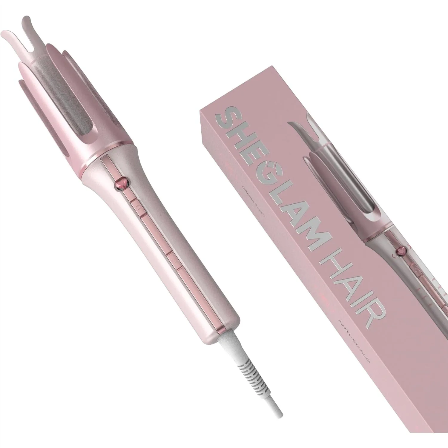 

Pink Curling Iron Automatic with Heart Clip for Women