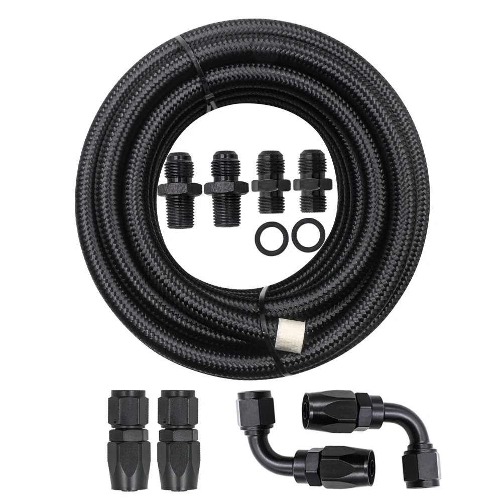 For 4L60E 4L65E Automatic Transmission Cooler Line Kit Black 6AN Steel Braided