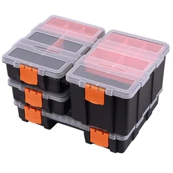 Caja de Herramientas de almacenamiento de piezas, caja de transporte de tornillos, tuercas de uñas, pernos, herramientas de mano, organizador de piezas de Hardware portátil, caja de plástico