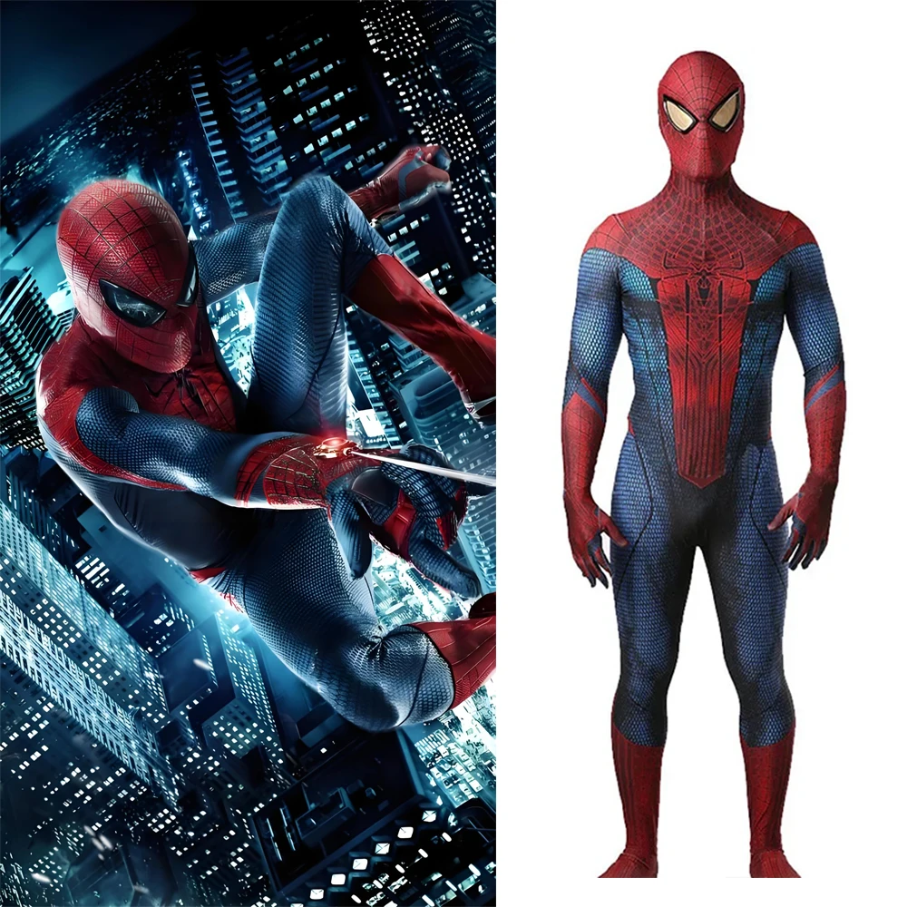 

Amazing Big Lens Spiderman The Amazing Spider Cosplay Costume Zentai Suits Halloween Costume Spandex SuperHero Bodysuit Adult