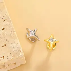 1Pcs Single Teeth Grills with Four-pointed Star Shiny Rhinestones Tooth Grillz Cap Body Jewelry for Stage Perfomance Accessory