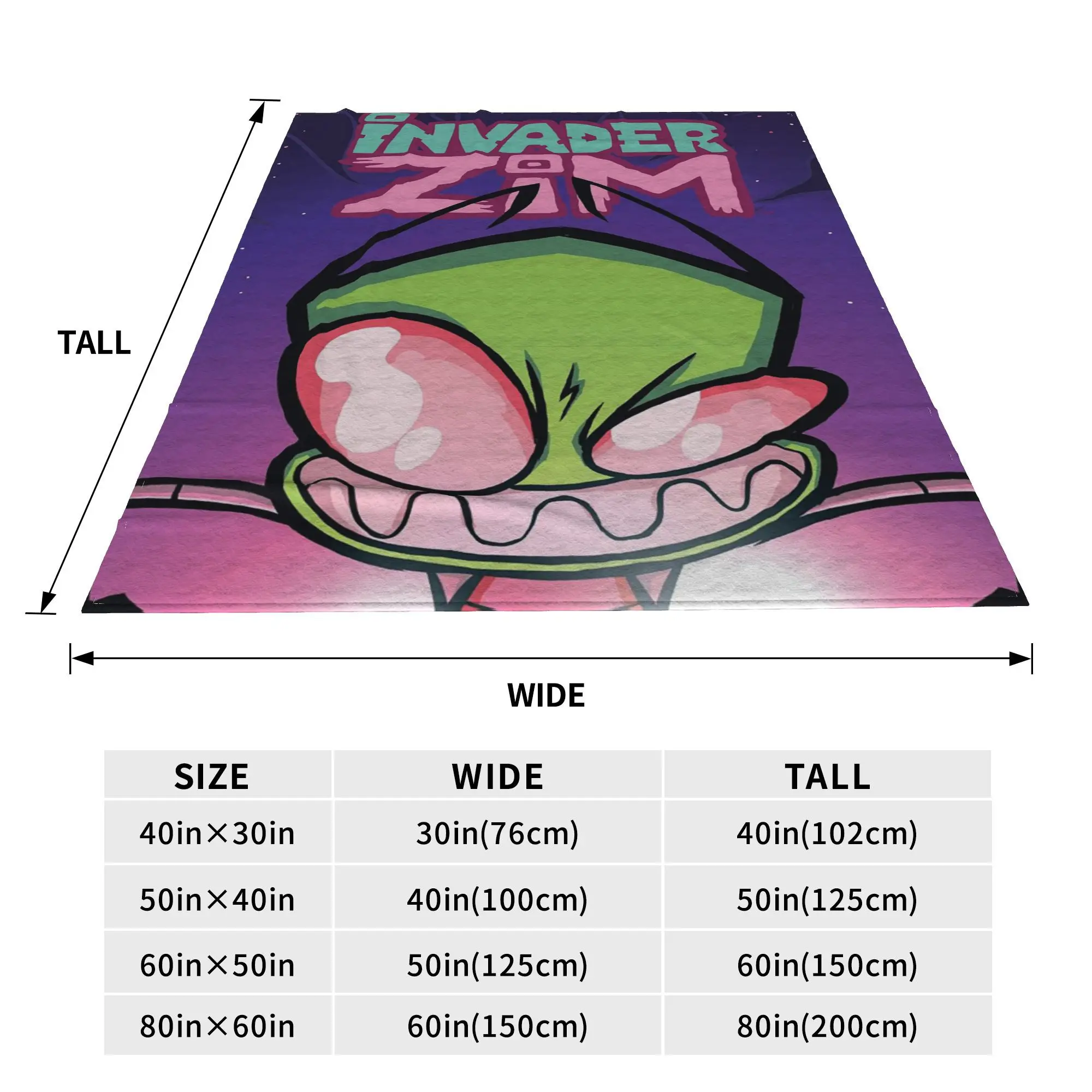 Invader Zim Gir Blanket Portable Flannel Sofa Throw Blanket for Couch Bedding Outdoor Throws Bedspread Quilt