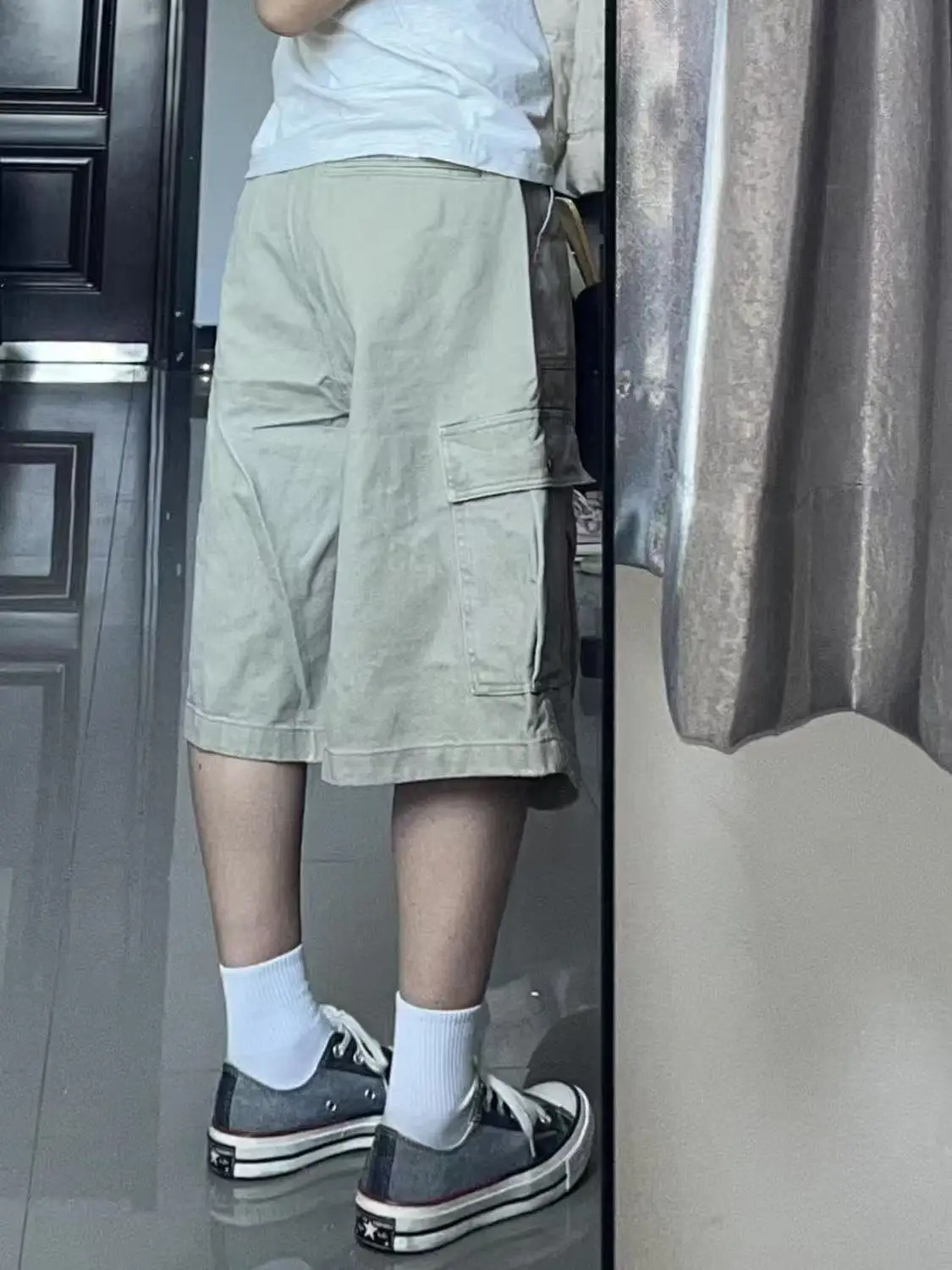 Summmr Women American Retro Jorts Wide Fit Boyfriend Cargo Jean Shorts Y2K Japanese Denim Capris Pants High Street Design Chic