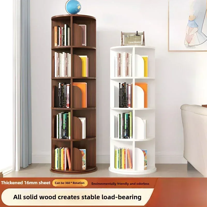 رف كتب دوار 360 درجة من الخشب الصلب رف متعدد الطبقات على الأرض رف تخزين اقتصادي رف كتب زاوية للطلاب رف كتب