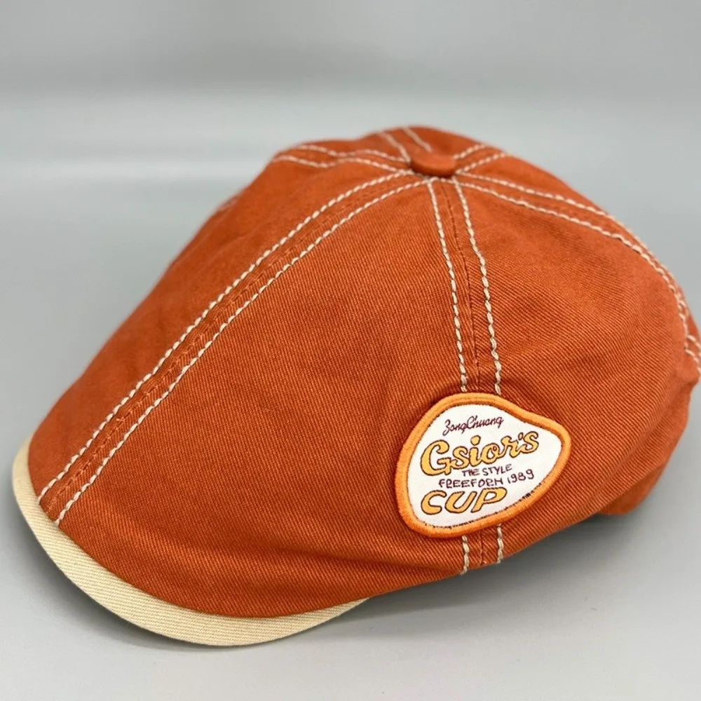

Personality Vintage Newsboy Flat Cap Embroidery Japanese Style Painter Hat Patchwork Y2k Retro Artist Hat Unisex