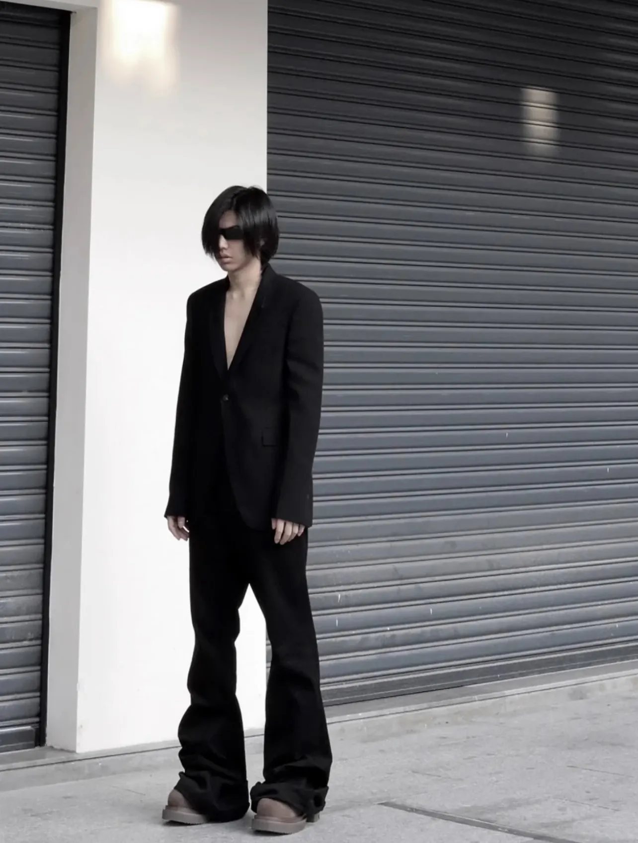 الرجال عارضة الجينز الأسود Bootcut السراويل واسعة الساق الجينز الرجال الجينز أوينز متوهج السراويل #3