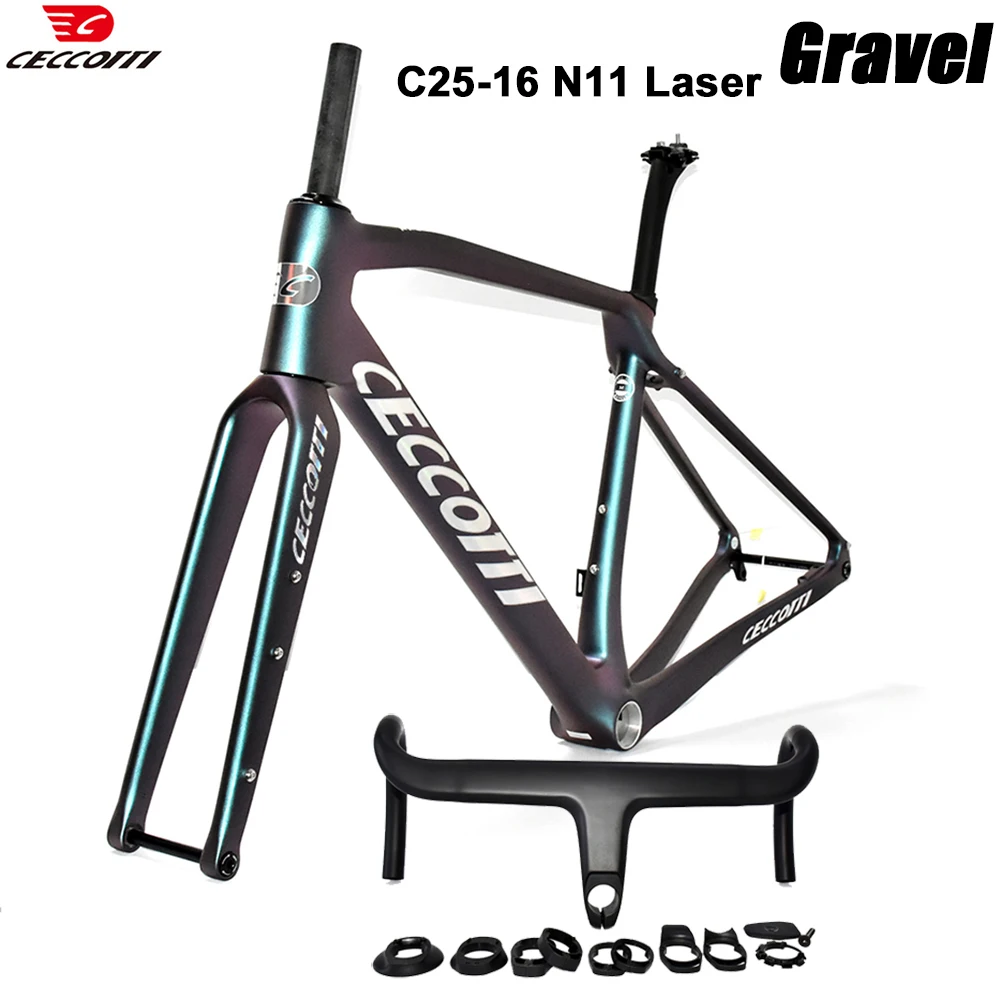 

CECCOTTI Bike Frame Factory Chameleon color Gravel Frame Fit 700C*50C T47 Thread BB Disc Brake Bicycle Frameset
