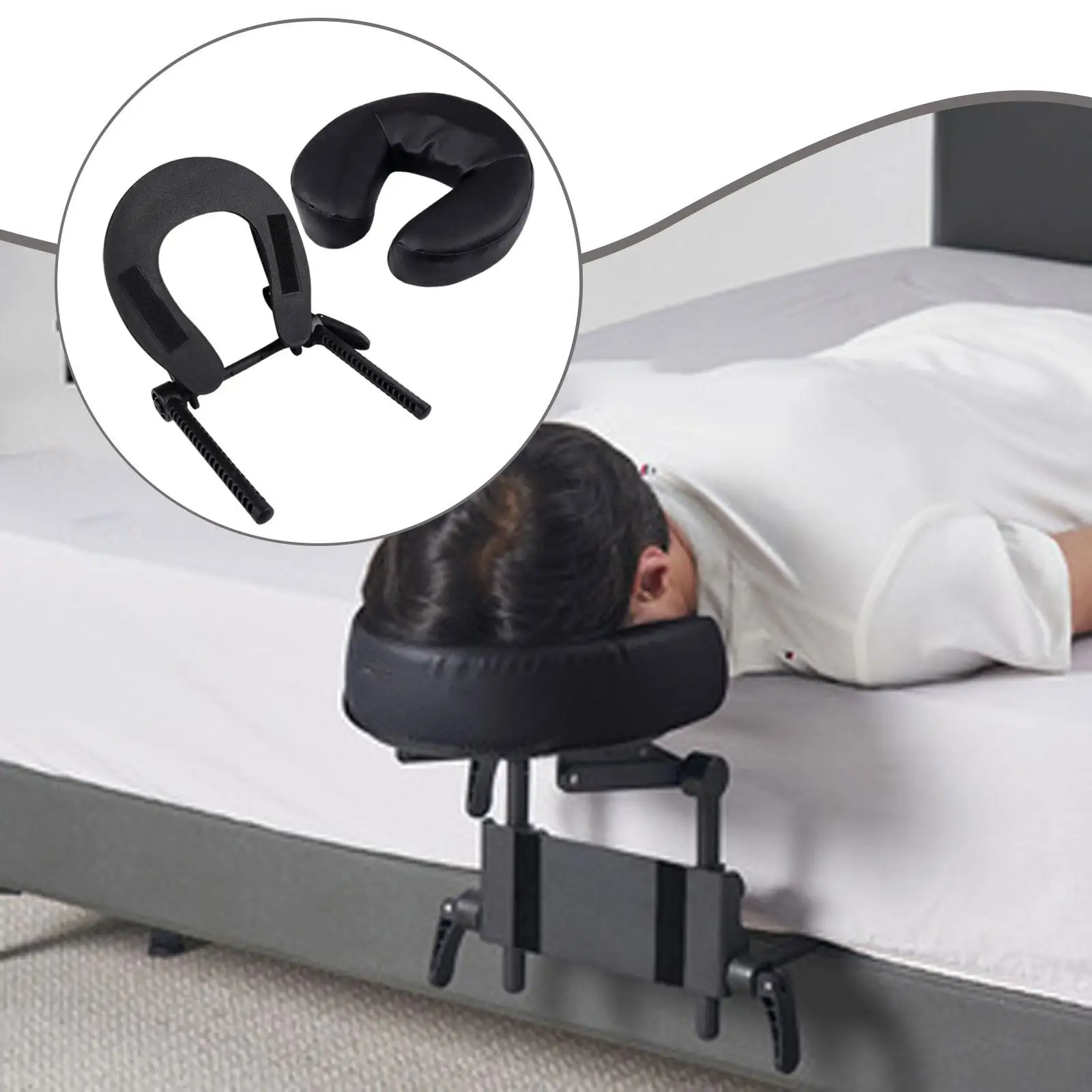 Massage Accessories Face Cradle Pillow PU Leather Sponge Headrest Support Set for Massage Bed and Home Mattress Top Use
