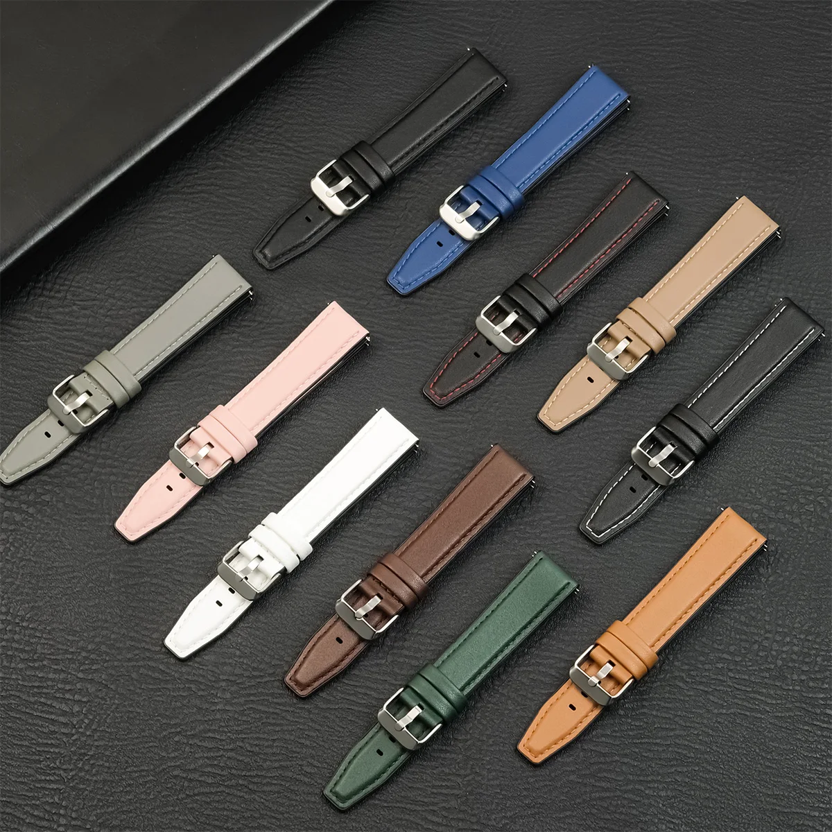 20mm 22mm Leather Strap for Samsung Galaxy Watch 6 5 4 40mm 44mm 6Classic Gear S3 Silicone Band for Huawei GT4 Ultimate Bracelet