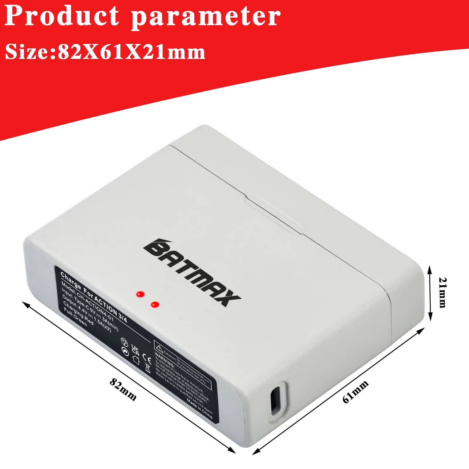 Batmax 1800mAh Battery for Osmo Action 4 battery+Dual Charger Box for DJI Osmo Action 4, Osmo Action 3 Sports Camera Accessories