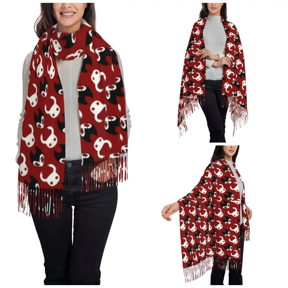 Grimm Tales Shawl Wrap for Womens Winter Large Soft Scarf Hollow Knight Silksong Pashmina Tassel Scarves