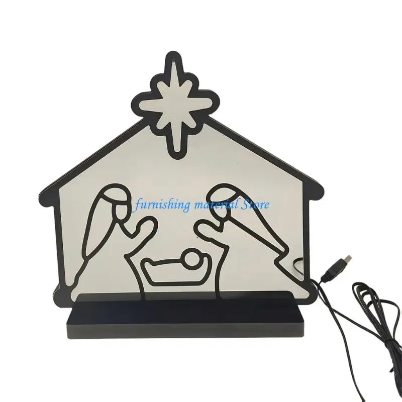 

Y5GD LED Festival Light Nativity Scene Decorative Light PVC Texture for Home