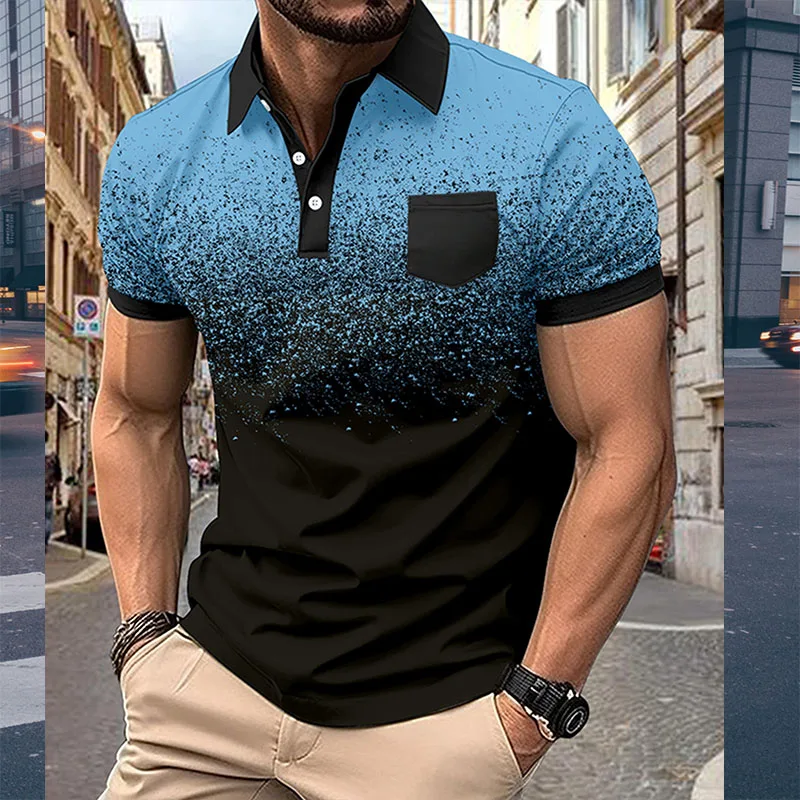 Summer Polo shirt Men's short-sleeved new casual Polo shirt Men's printed polo shirt Fashion lapel top