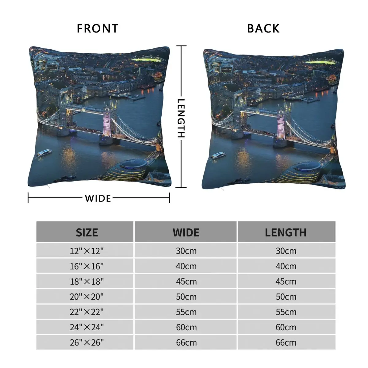 London Tower Bridge Square Pillowcase Polyester Linen Velvet Creative Decorative Throw Pillow Case Home Cushion Cover Wholesale