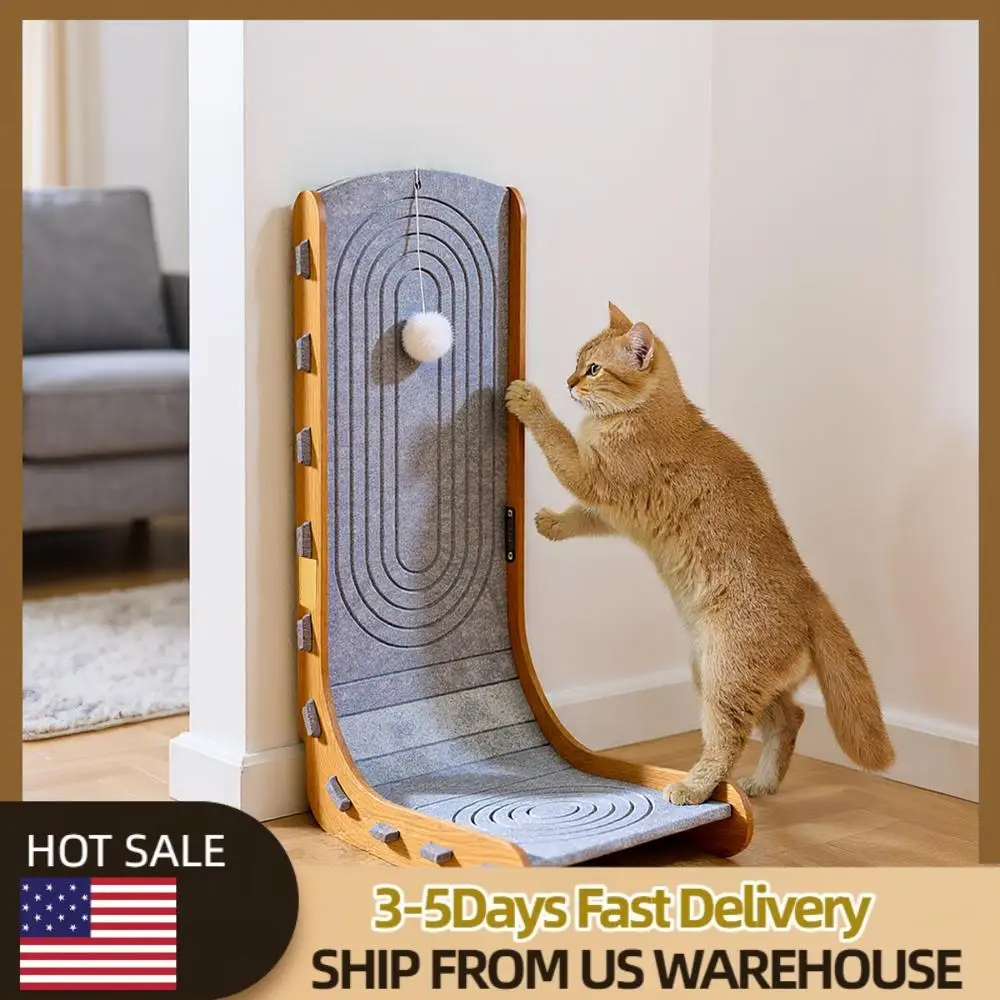 

Cats Scratching Board with Ball L Shape Cat Scratcher for Couch Wall (Model 1)