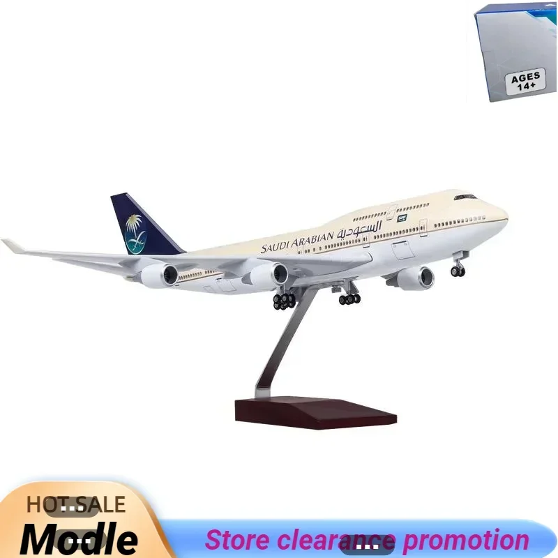 

1:150 Collection With Wheel Light 47cm Saudi Airlines Boeing 747 Simulation Civil Airliner Aircraft Model 747-400 Of Presents