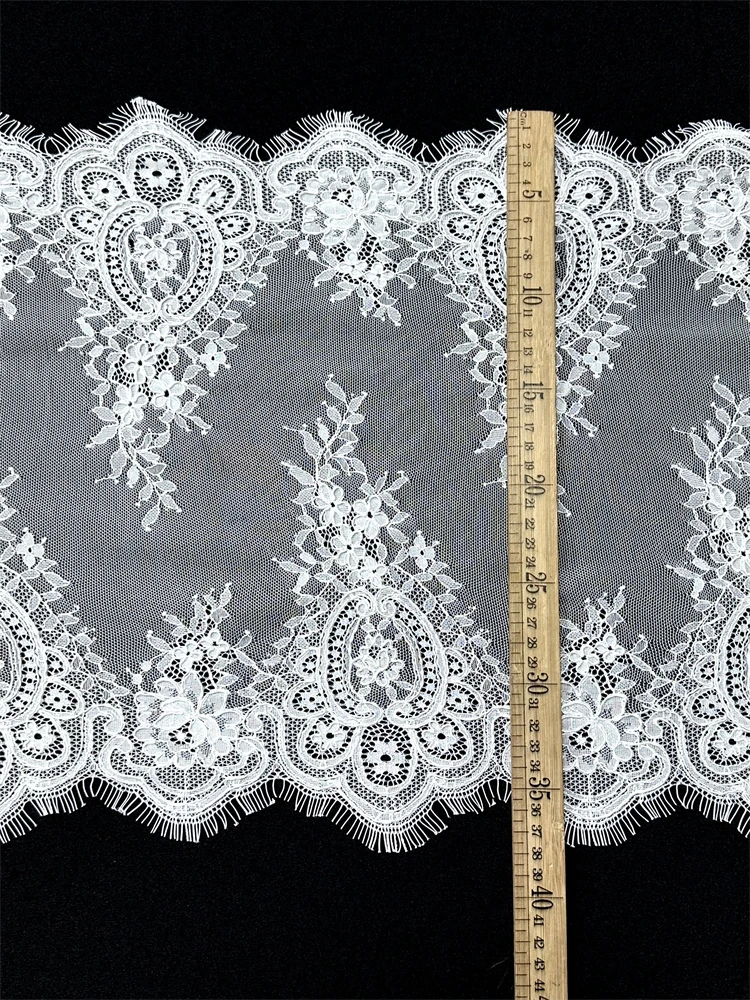 

(3meters) 37cm Width Fashion High Quality Handmade DIY White Eyelash Lace Trimming fabric