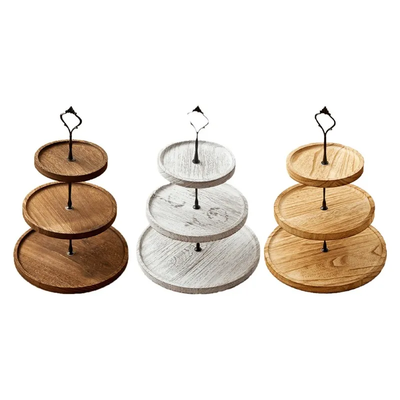 

Wooden Decorative Cake Stand Rack With 3-layer Tray For Dessert Table Multiuse Wooden Plate Dessert Stand Display