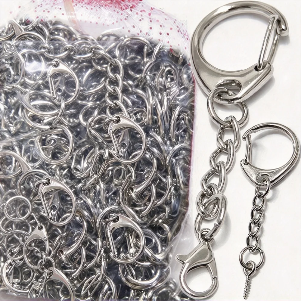 100/10pcs Lobster Clasp Key Ring Keychain C Shape Clasps Connector Hook For DIY Jewelry Making Finding Key Chain Accessories