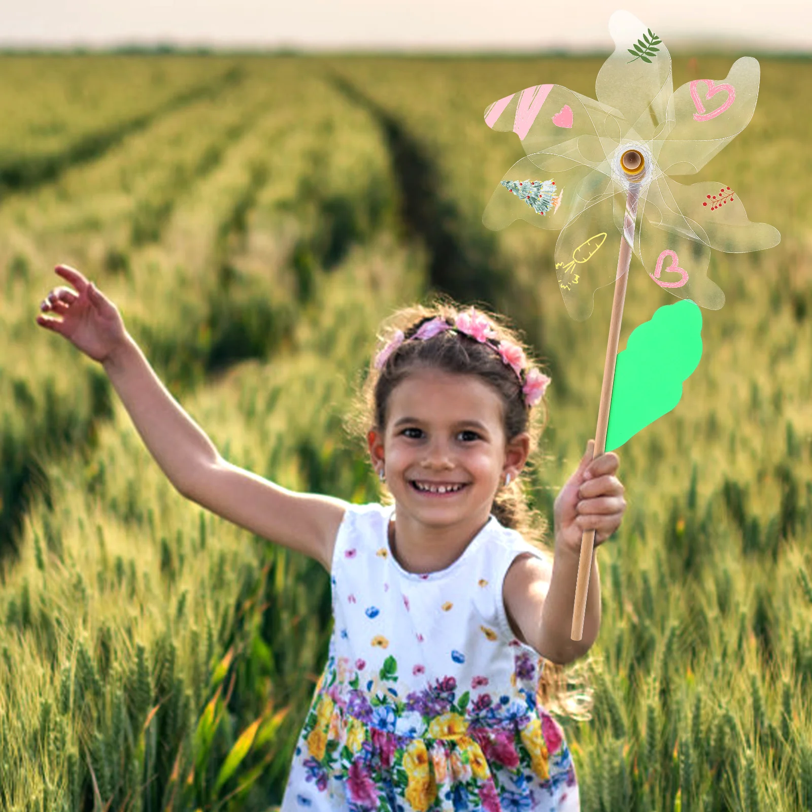 

Transparent PVC Windmill Pinwheels for Kids Diy Plastic Blank Drawing Painting Child
