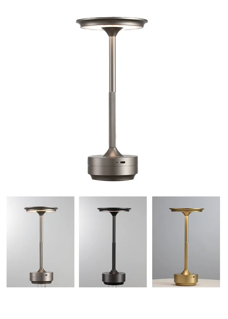 LED Charging Desk Lamp Restaurant Decoration Atmosphere Lamp Retro Portable Cordless Touch USB-C Table Lamp