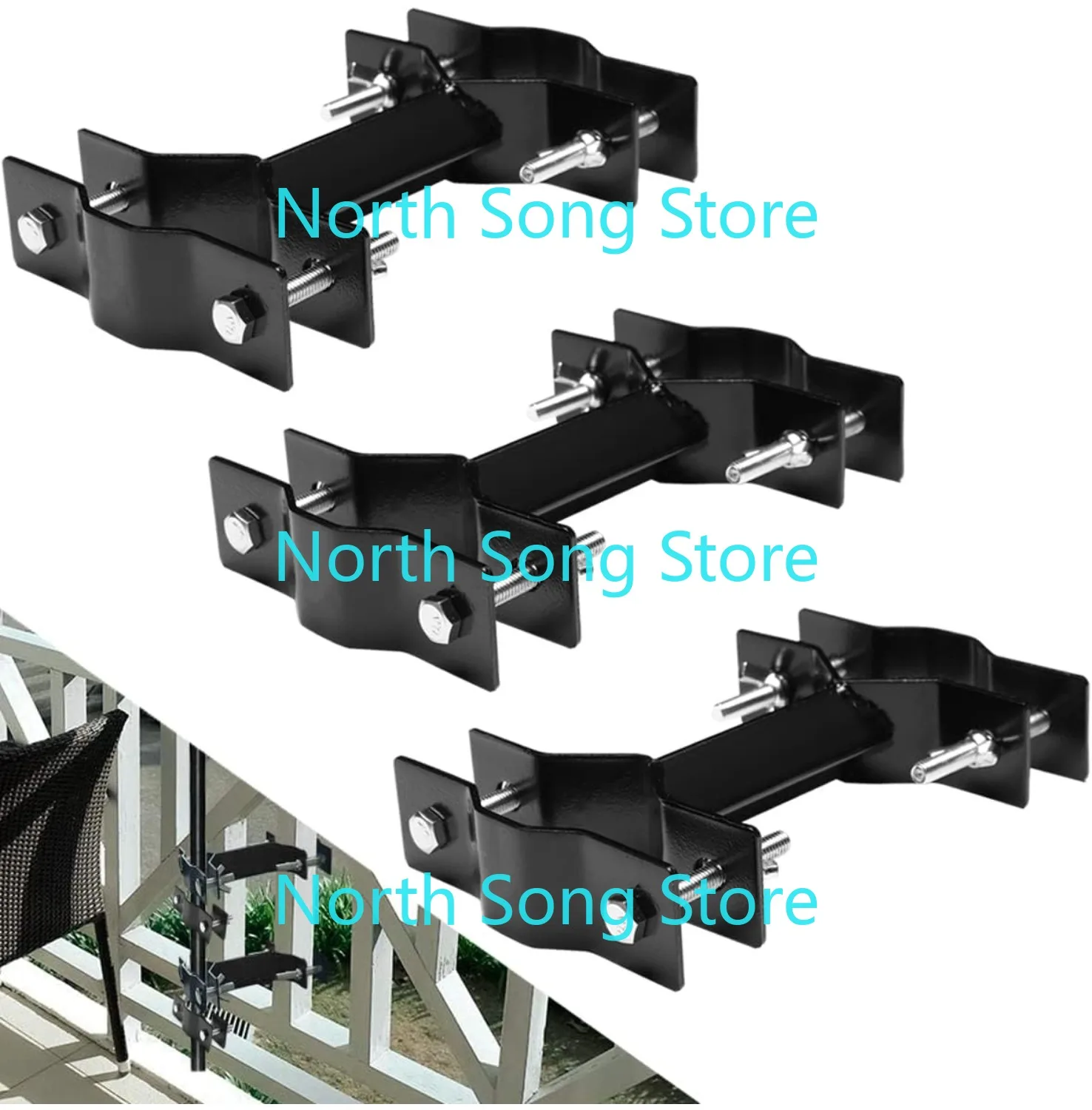 

Umbrella Deck Mount, Patio Umbrella Bracket Torch Holder Attaches to Railing, Umbrella Poles Clamp Railing Mount, 3 Pack Black