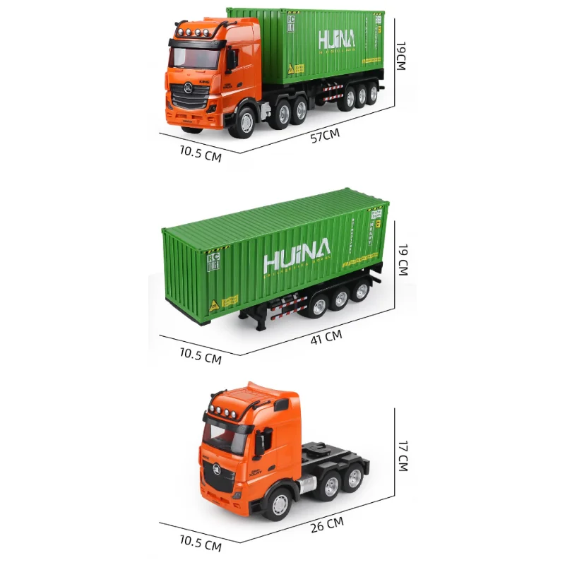 Huina 1/18 RC Truck 9CH Legering Afstandsbediening Container Truck 1317 Met Verlichting Geluid Lichaam Kan Worden Gescheiden Kinderen Speelgoed Jongens Geschenken