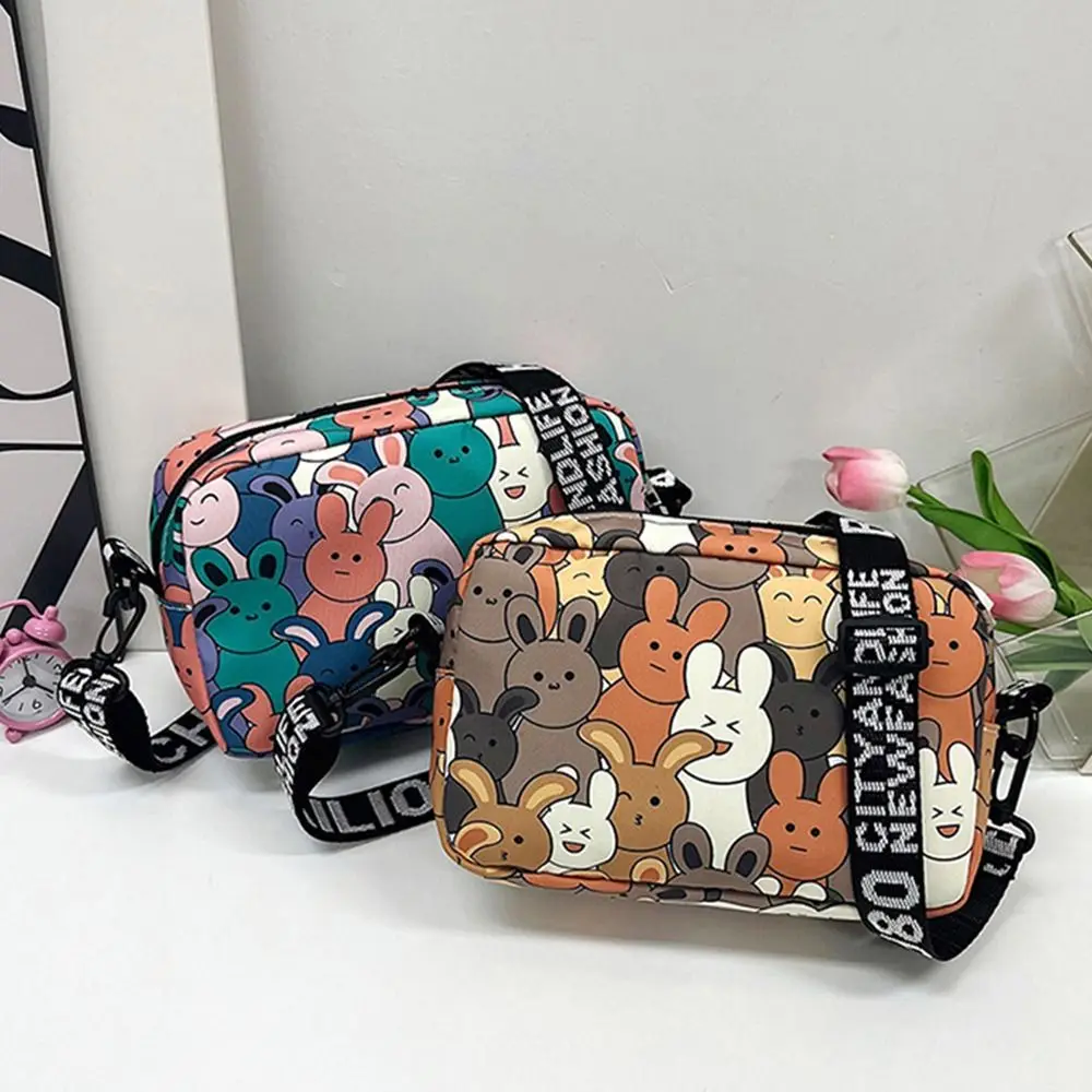 Fashion Oxford Shoulder Bags Cute Cartoon Rabbit Messenger Bags Large Capacity Crossbody Bags Ladies Small Square Bag Handbags