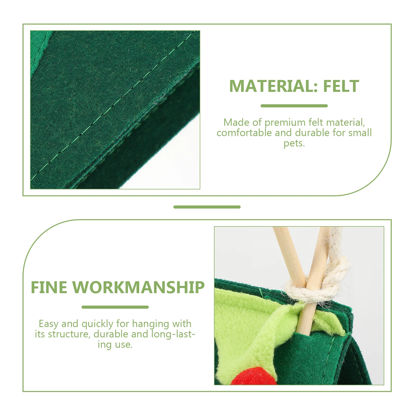 

Pet Hamster Hideout Felt Tent Comfortable Small Animals Nest Durable Wooden Structure Easy Hanging Pet Bed House