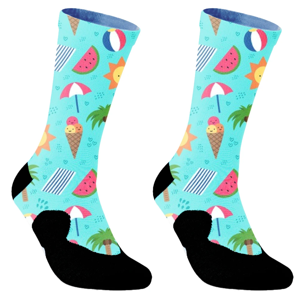 New Men's Mid tube Tidal Socks Tidal Brand Spring and Autumn Cotton Socks Fashion Weather Fruit Leaf Oil Painting Series