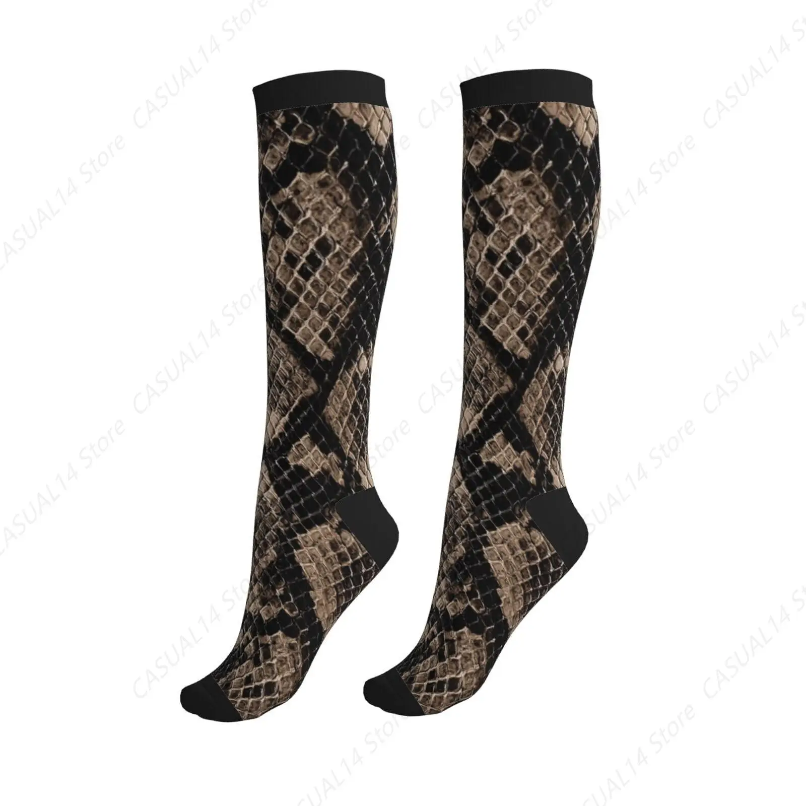 

Snake Skin Compression Socks Knee High Circulation Support Socks For Women Men Athletic Running Work Hiking Cycling Travel