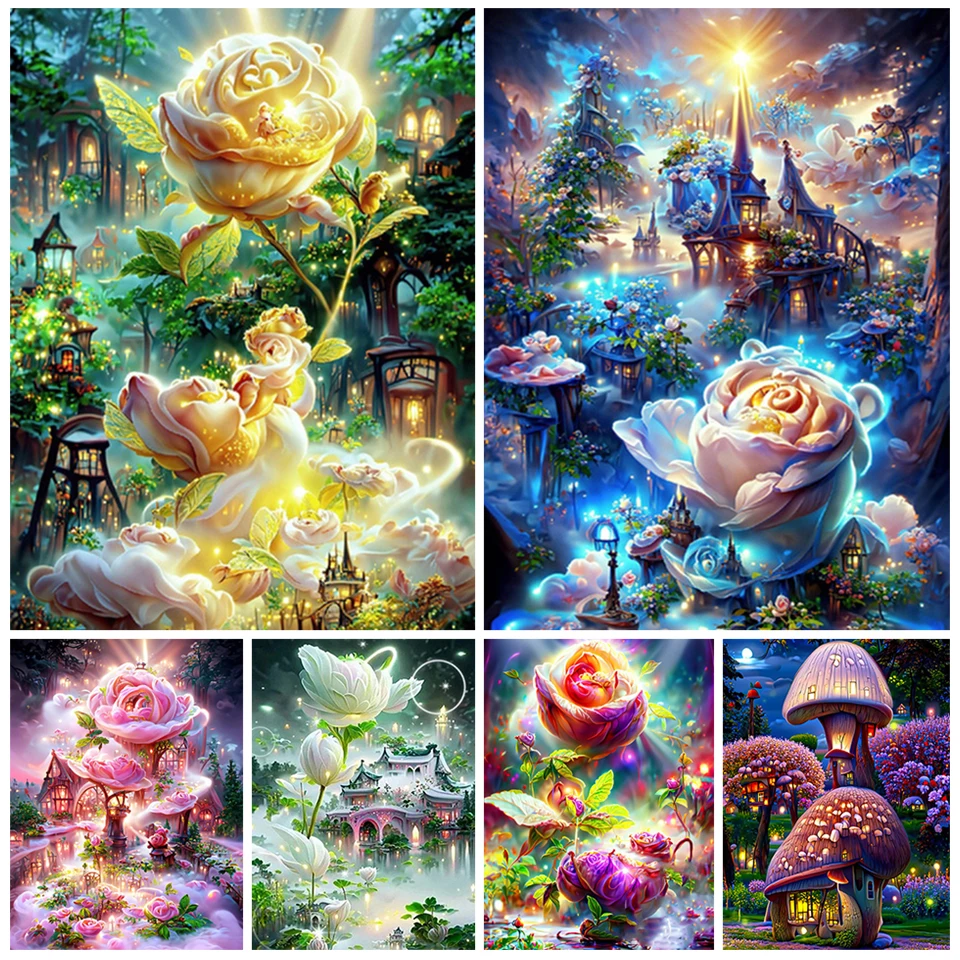 

5D DIY Diamond Painting Fantasy Landscape Flower Castle Cross Stitch Kits Diamond Mosaic New Collection 2023 Handicraft Hobbies