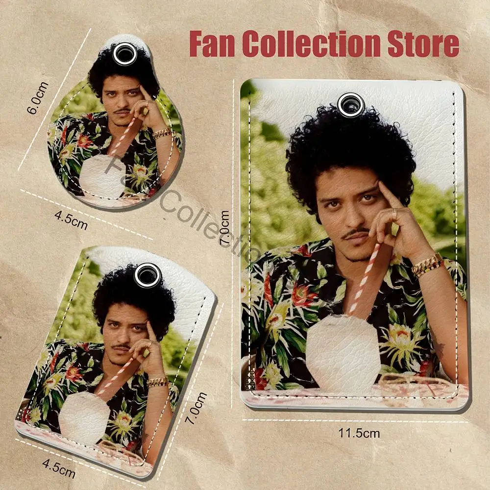 Singer B-Bruno Mars The Romantic Leather Card Holder Keychain Key Door Lock Access Tag ID Access Card Air Tag Case Keychain Card