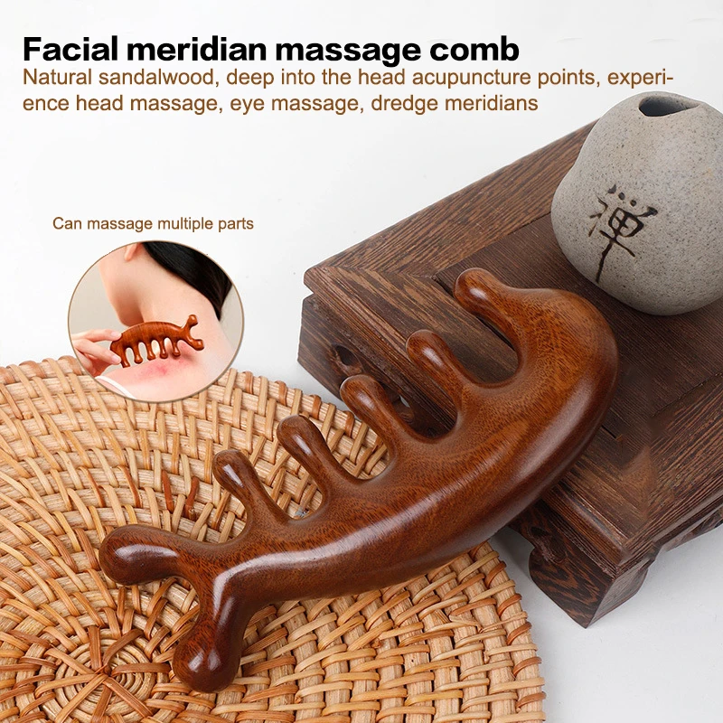 1Pc Body Meridian Massage Comb Sandalwood Tooth Comb Acupuncture Therapy Blood Circulation Anti-static Smooth Hair