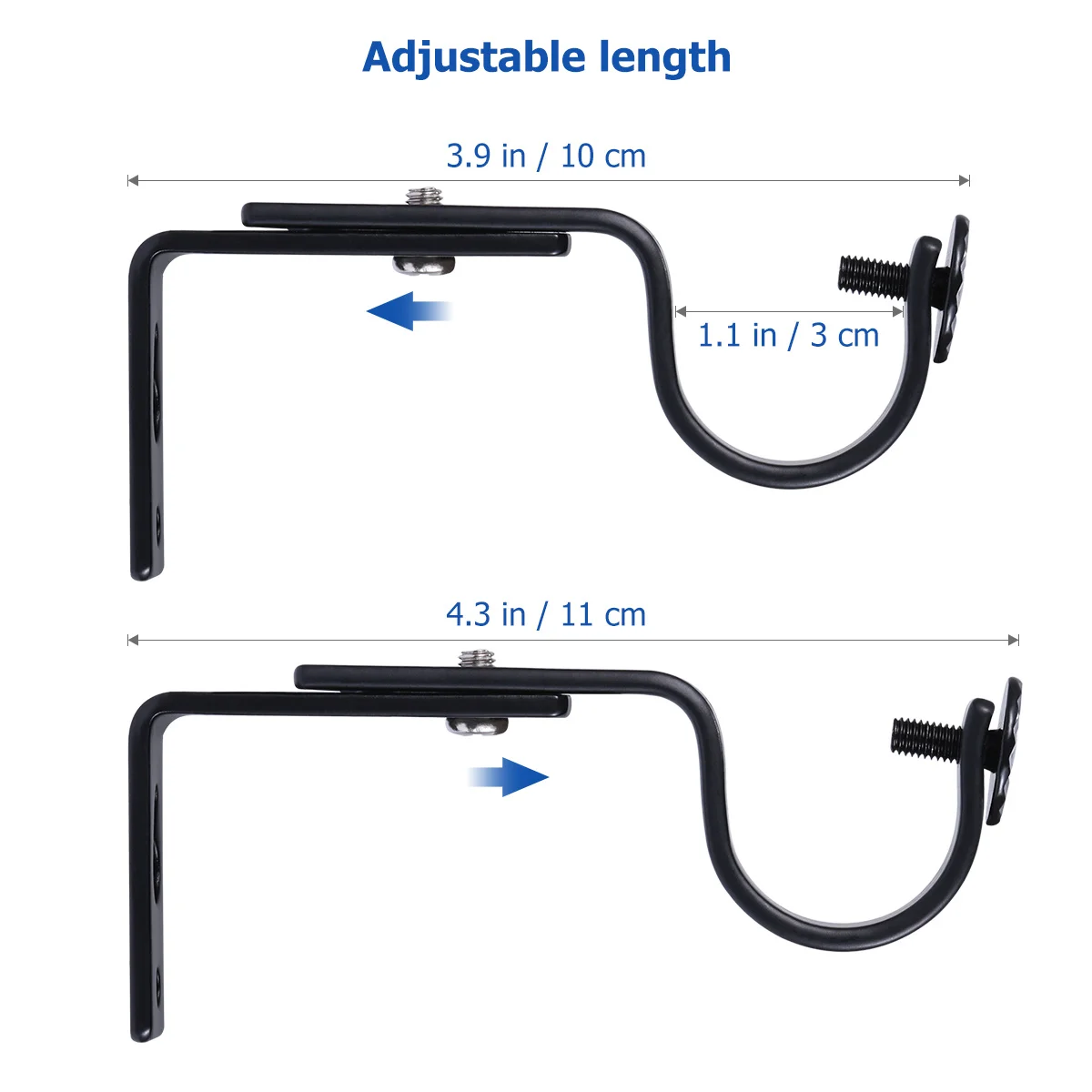 

2Pcs Curtain Rod Brackets Adjustable Sturdy Iron Wall Mount for Rods 15-22mm Vintage Metal Style Curtain Holder Screws Included