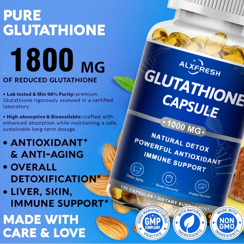 Alxfresh Glutathione Capsules for Antioxidant, Detox, Immune System Skin Beauty, Liver Health Support Supplement