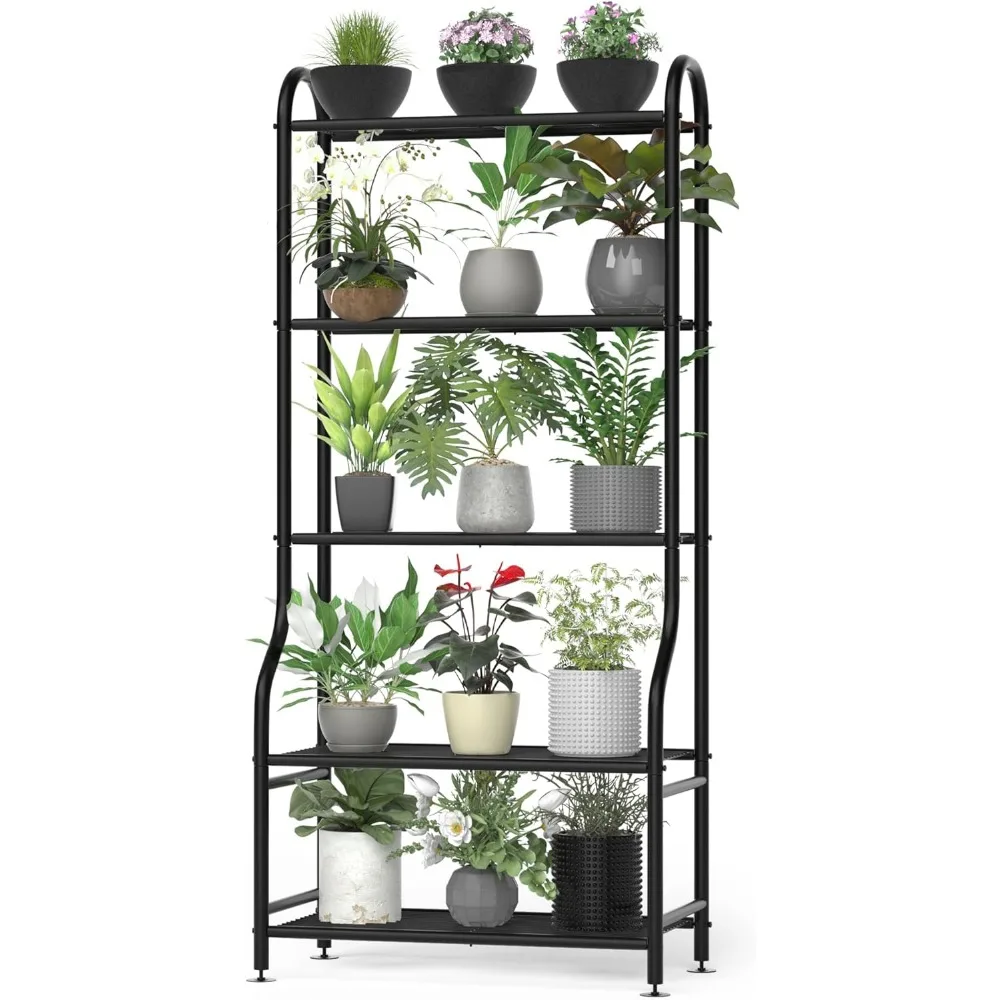 

5-Tier Metal Plant Stand Indoor Outdoor, Waterproof Flower Stand for Multiple Pots, Heavy Duty Plant Stands for Living Room Pati