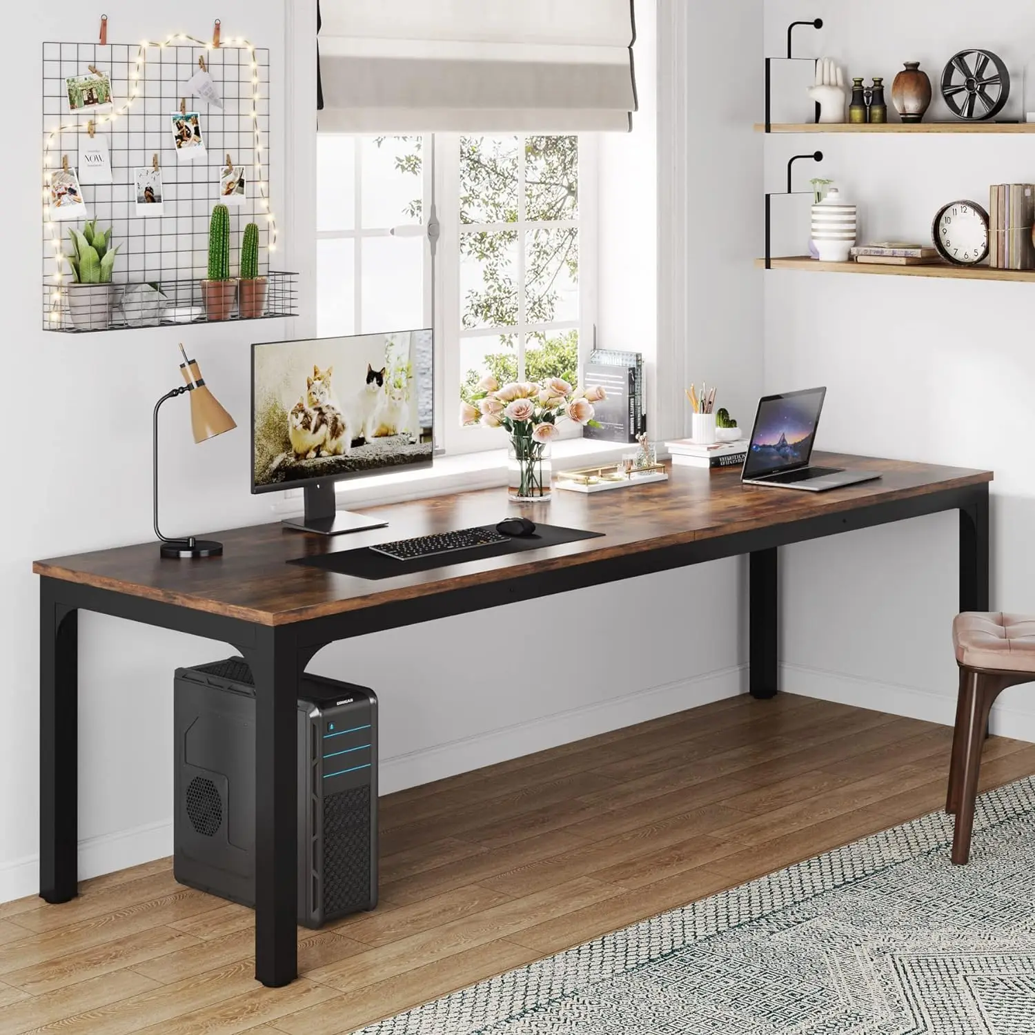 Tribesigns 78.7 Inches Extra Long Computer Desk 2 Person Desk, Double Long Desk, Workstaion for Home Office