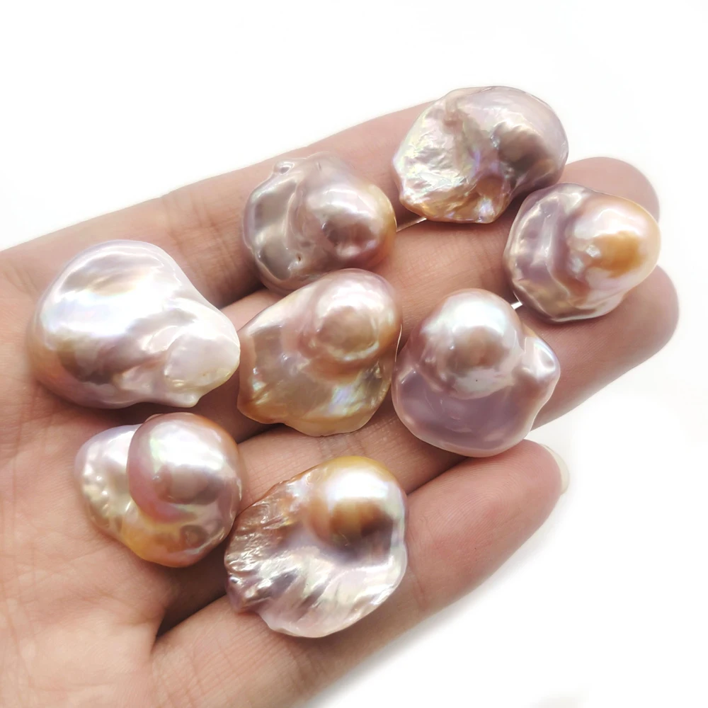 

1 Pc Tail Shape Natural Freshwater Pearl Multi-hole-type Purple Baroque Pearl Loose Bead For DIY Necklace Bracelet Earring