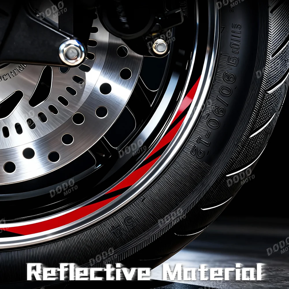 10"12"13"14"15"16"17"18"inch Motorcycle Rim Outer Edge Decor Accessories Reflective Sticker Tire Inner Ring PVC Waterproof Decal