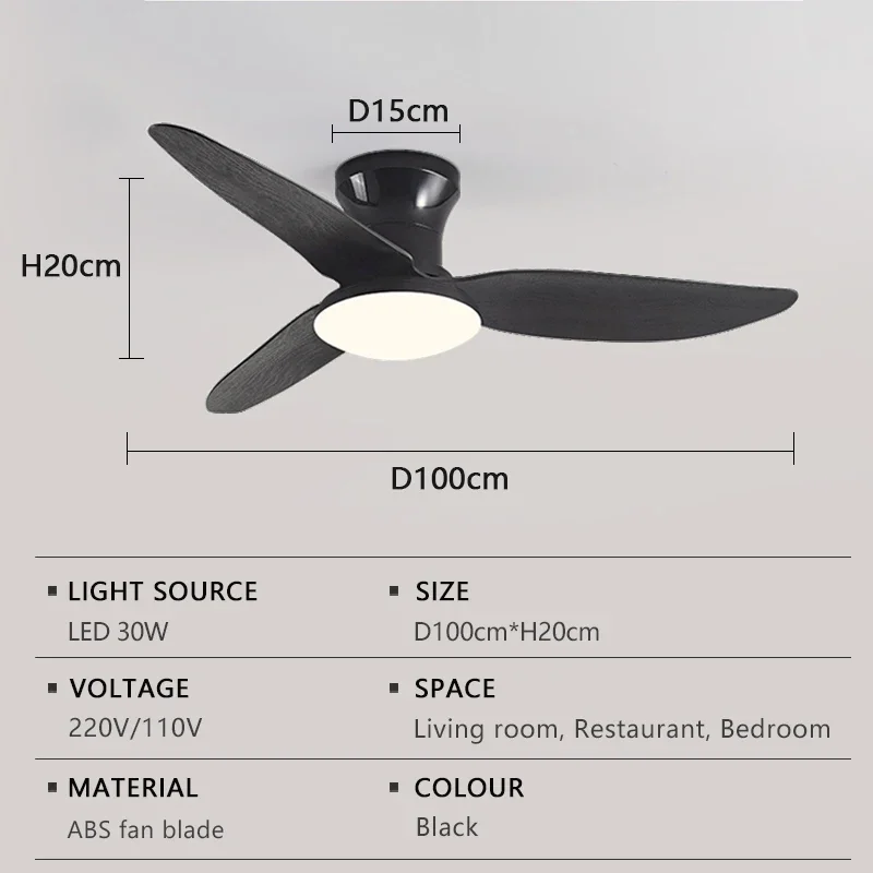 

LED Ceiling Fan Light Intelligent APP Modern Simple Low Floor Strong Wind AC110/220V Remote Control Dimmable Household Fans