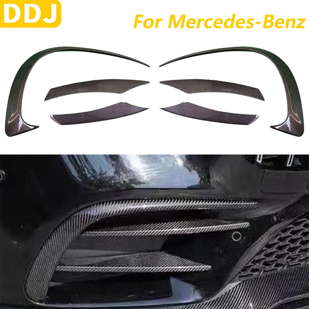

Для Benz CLS C257 CLS260 CLS300 CLS450 CLS53 2019-2022 передний бампер из настоящего углеродного волокна, противотуманные фары, вентиляционный разветвитель ​ Автомобильные аксессуары