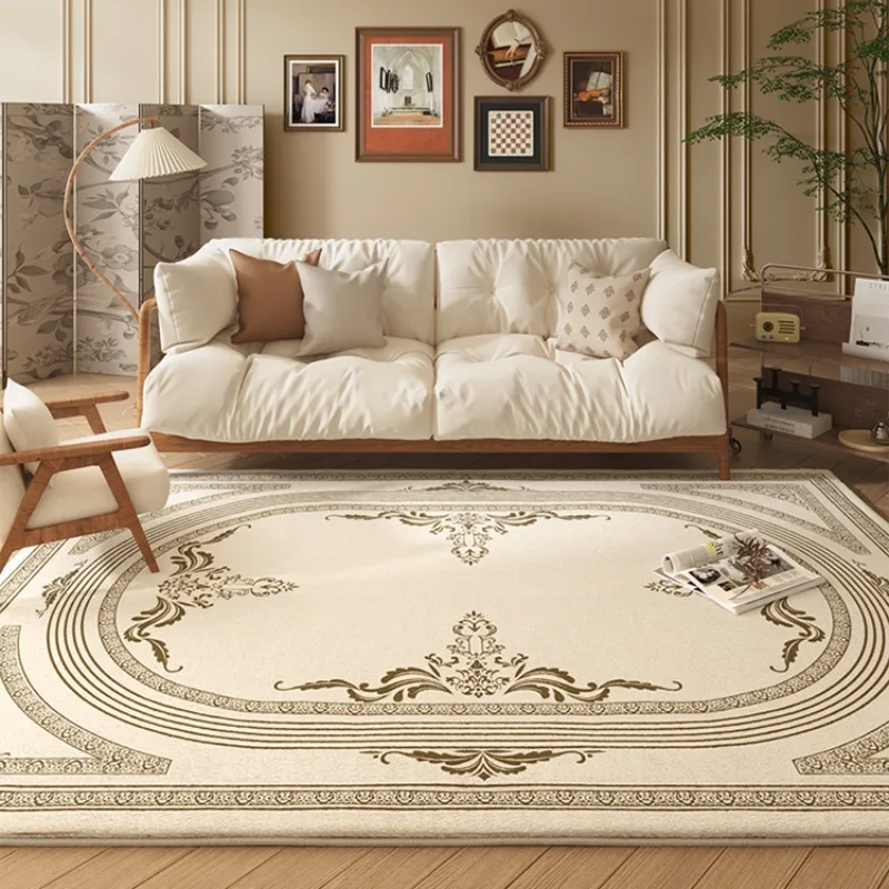 

French Retro Cream Style Living Room Carpet Home Decoration Coffee Tables Plush Mat Bedroom Thicken Fluffy Rug Ковер Tapis 러그