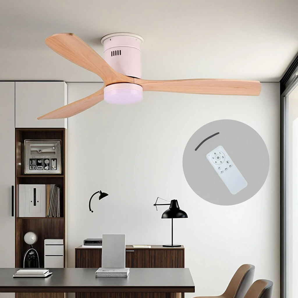 52 Inch Colorful Flushed Mounted Remote Control Indoor Lighting Ceiling Fan With Light