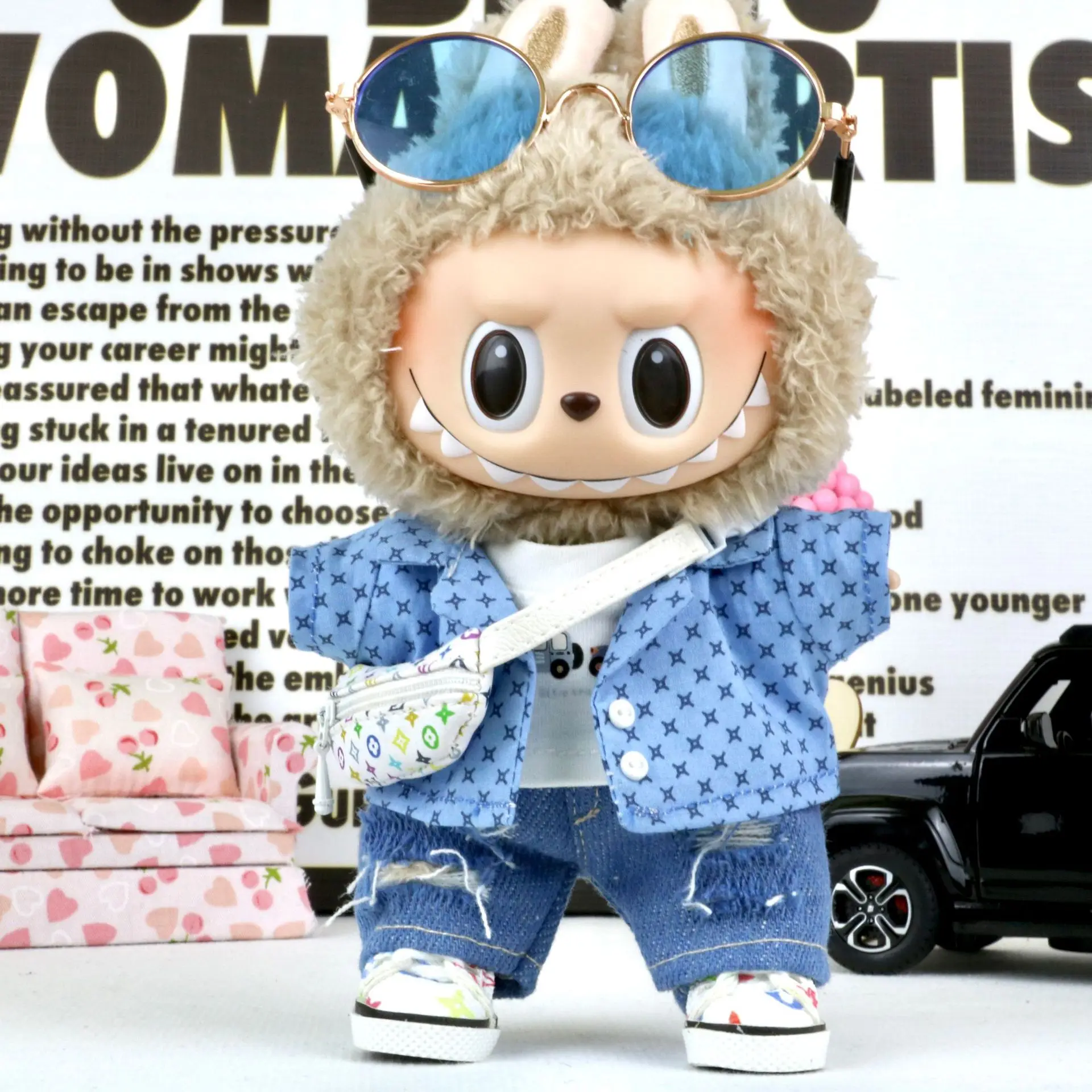 [Apenas roupas] Labubu roupas de 1a / 3a geração 17 cm Conjunto de boneca Labubu Star Cowboy