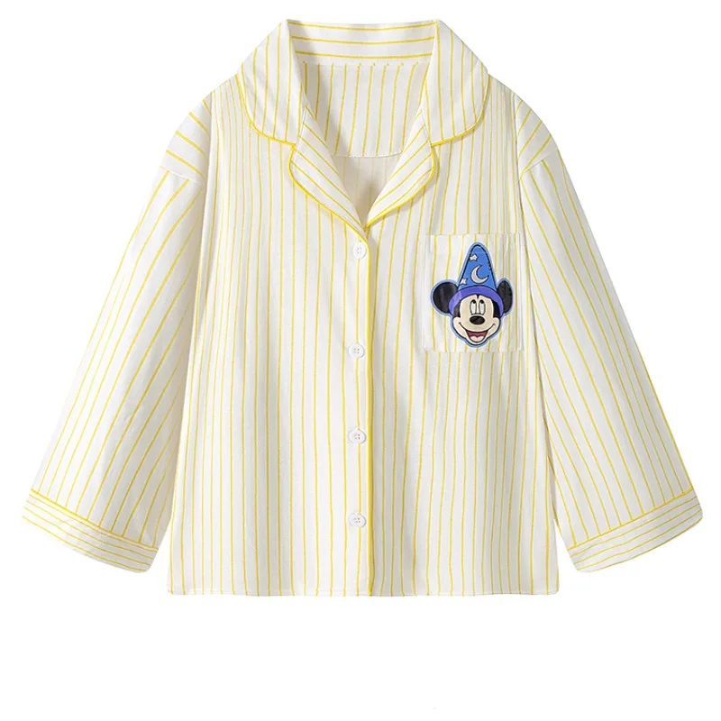 Disney Mickey Mouse creativo personalizado dibujos animados minimalista rayas puro algodón conjunto de ropa de descanso regalo de alto valor para mejores amigos