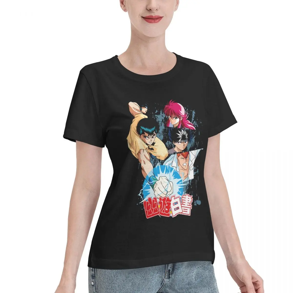 Plus Size Available Yu Yu Urameshi Team YuYu Hakusho Women's T-shirt Simple Short Sleeve Casual Top