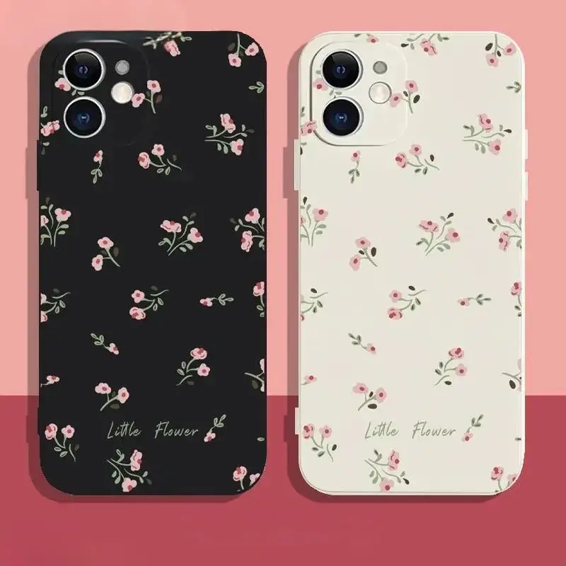 Kleine florale Blumen-Handyhülle für iPhone 17, 16, 15, 11, 12, 14, 13 Pro Max, Mini X XS XR 7 8 Plus SE 16E, stoßfeste Silikonhülle