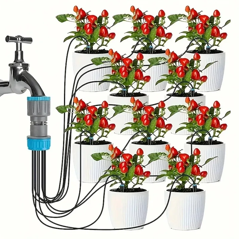 Automatisches Gartenbewässerungsset, 10 Stück Pfeil-Tropfer, Garten-Gewächshaus-Blumentopf-Bewässerungsgerät, wassersparende Sprinkler